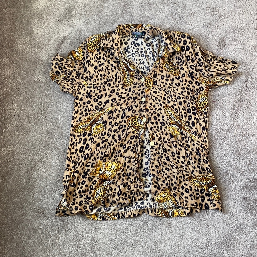 Coqueta Animal Print Button Down Top SIZE S